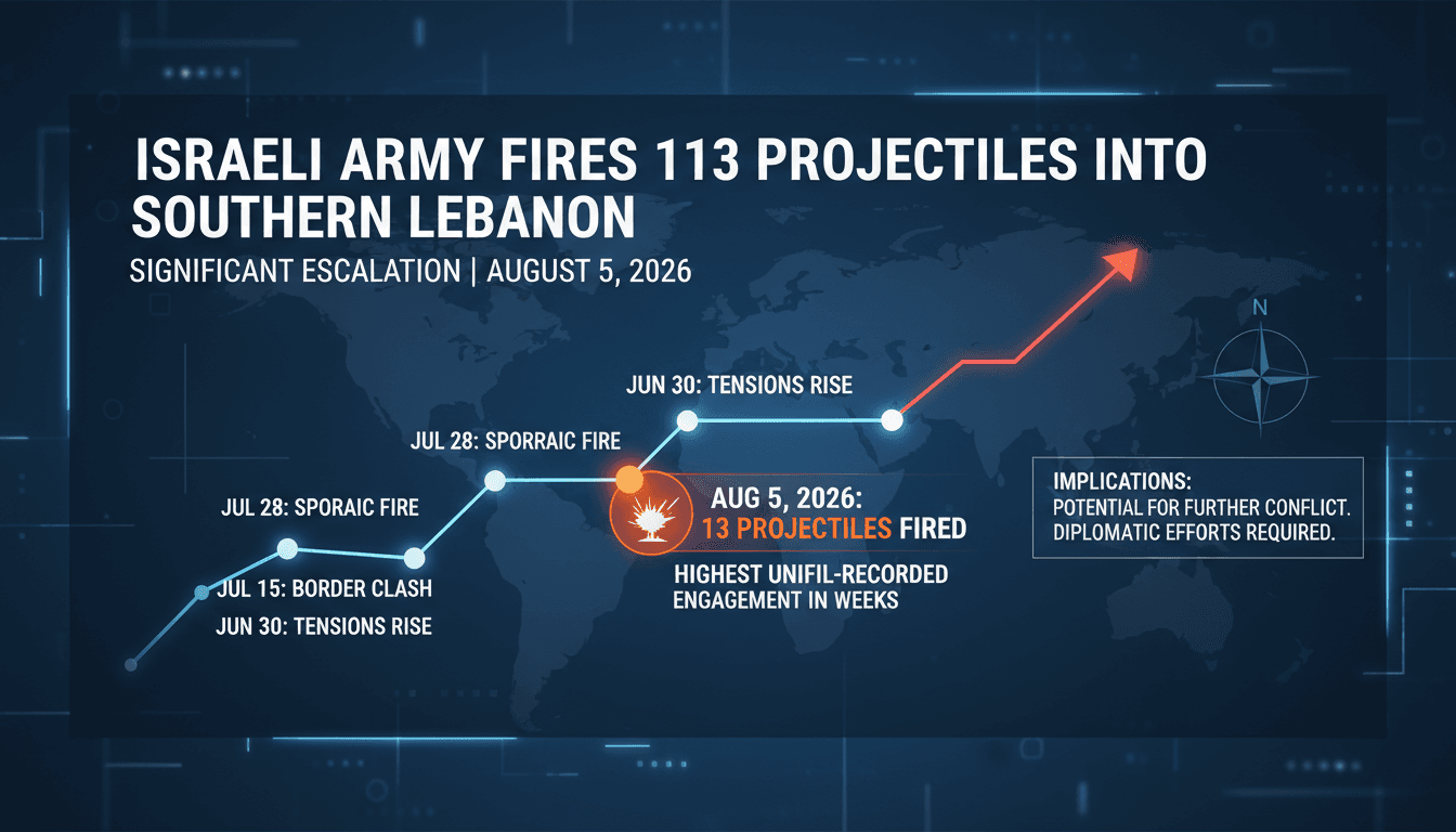 Israeli military engagement in southern Lebanon with projectiles fired
