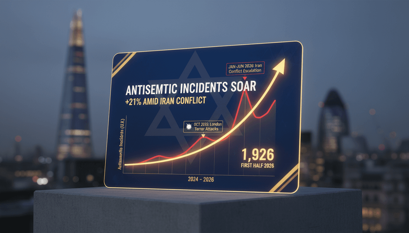 Graph showing the rise in antisemitic incidents in the U.K.