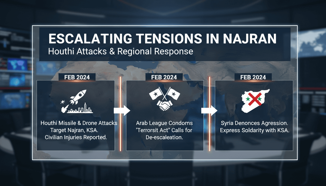 Map highlighting Najran region and recent Houthi attacks