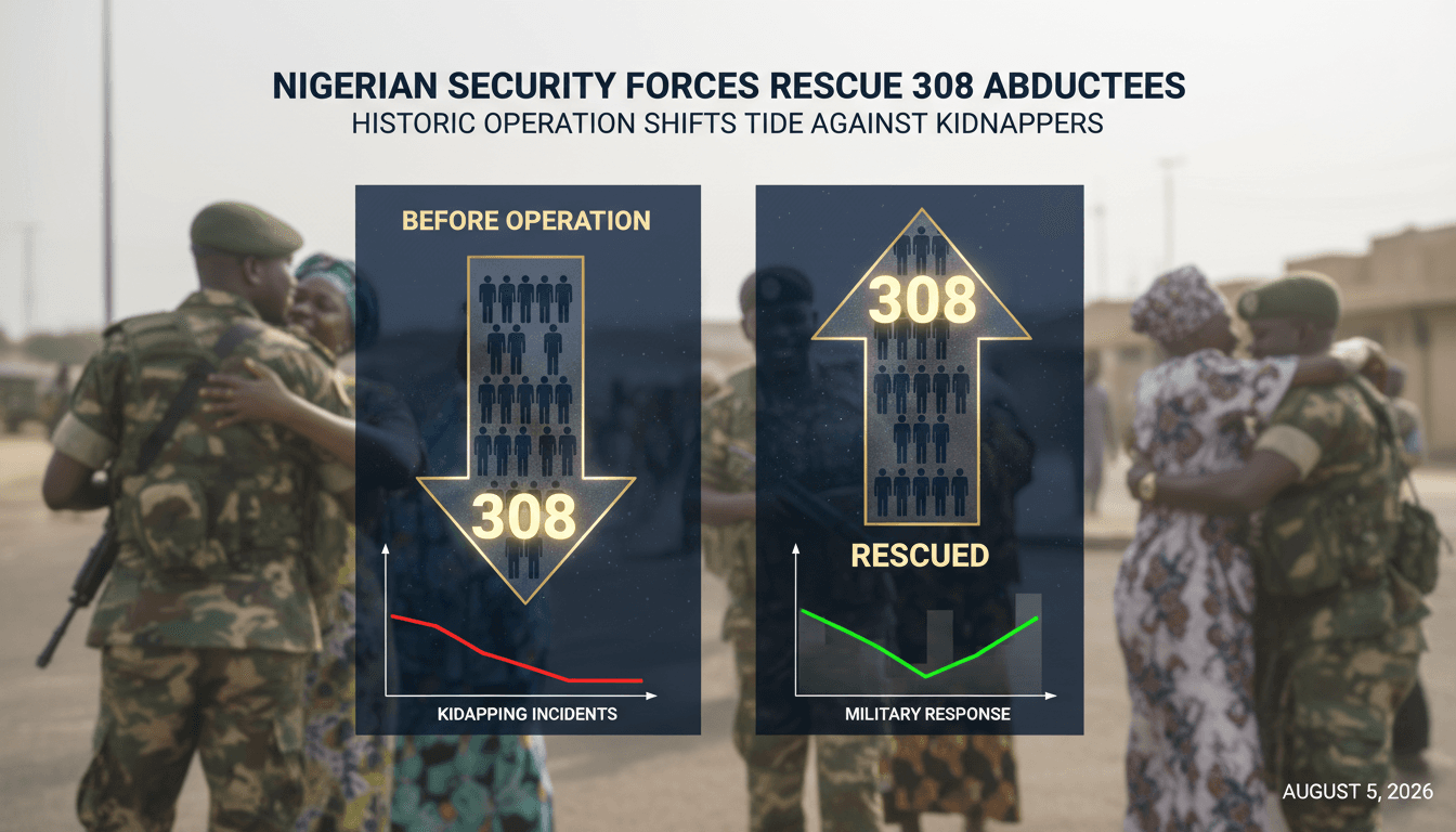 Nigerian security forces conducting a rescue operation in northern Nigeria.