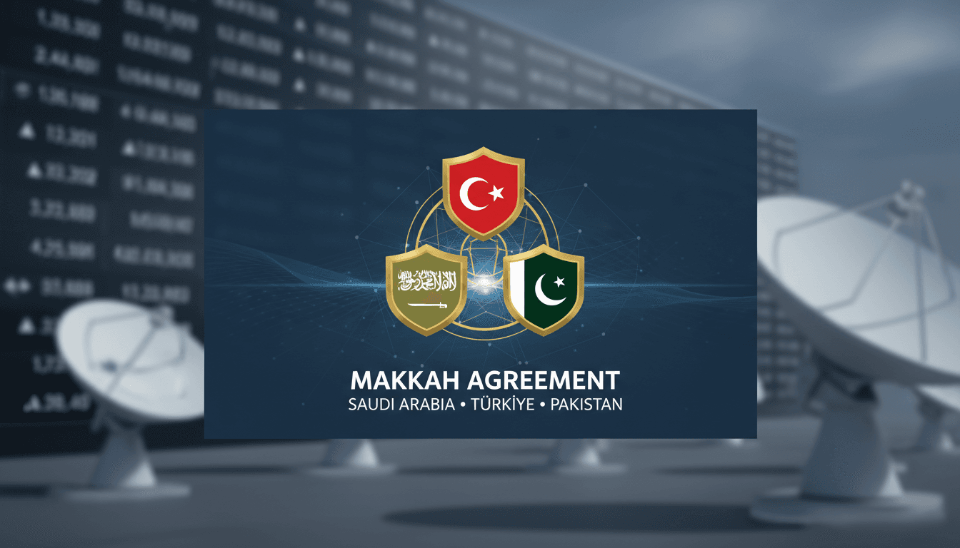 Saudi Arabia, Türkiye, and Pakistan leaders signing the Makkah Agreement for defense collaboration.