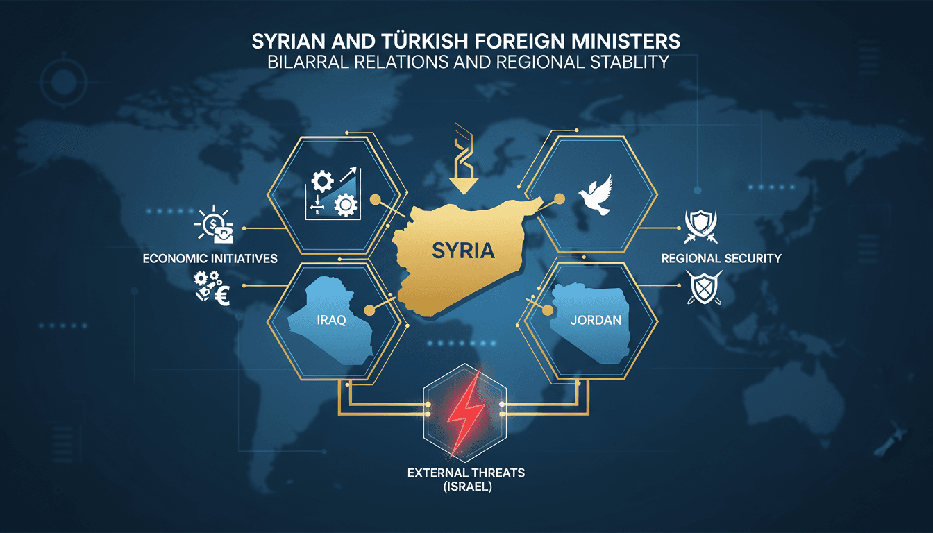 Syrian and Turkish foreign ministers discussing regional stability in Ankara.