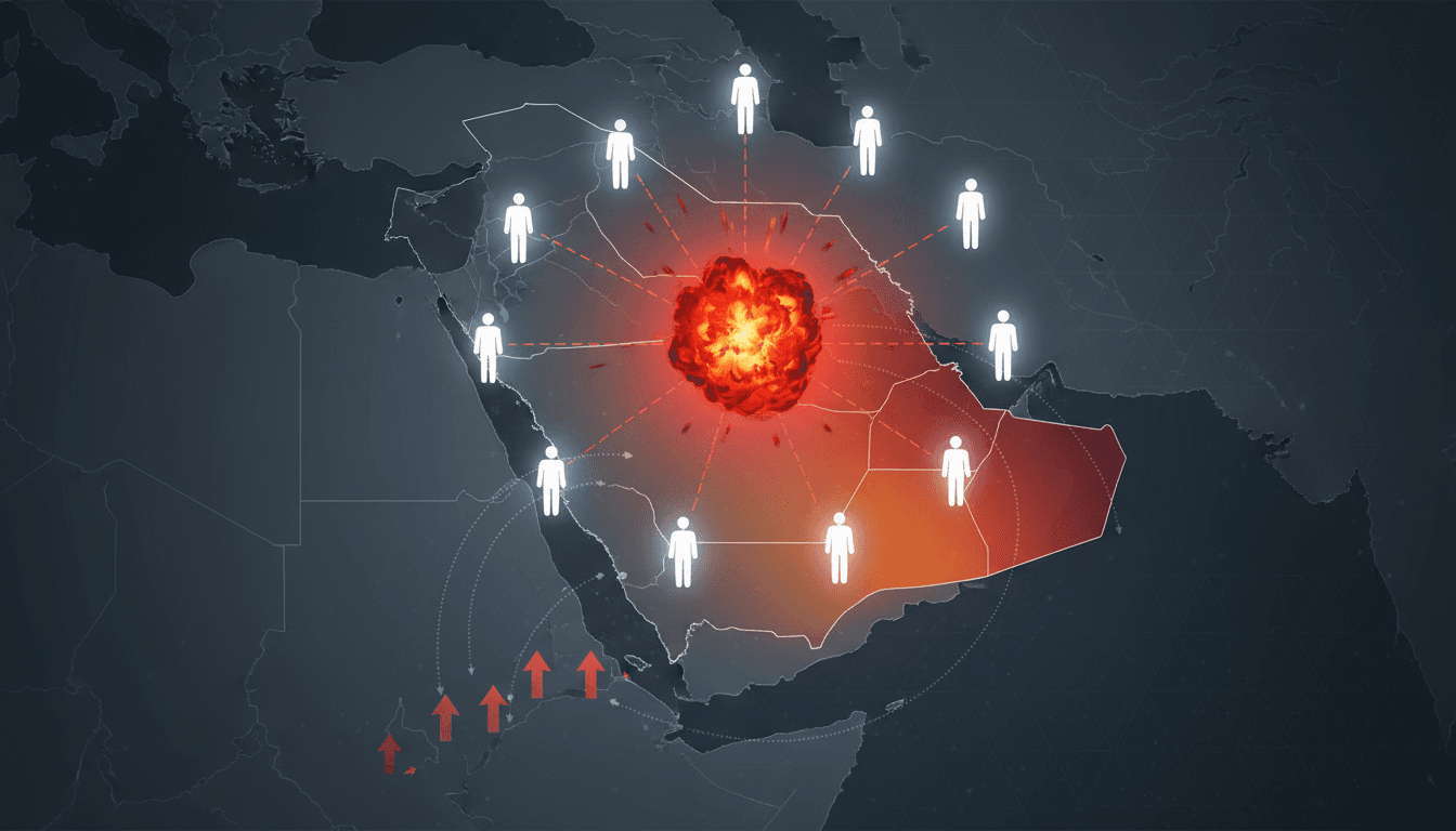 Civilians affected by Houthi attack in Nجران, Saudi Arabia.