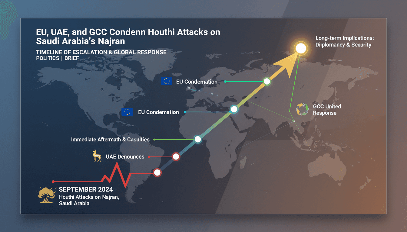 Map highlighting Najran and the impact of Houthi attacks in Saudi Arabia.
