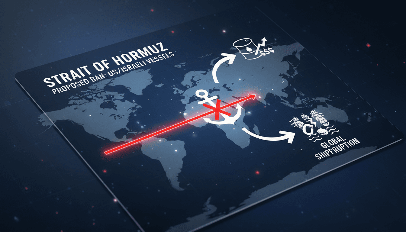 Map highlighting the Strait of Hormuz and its significance in global shipping.