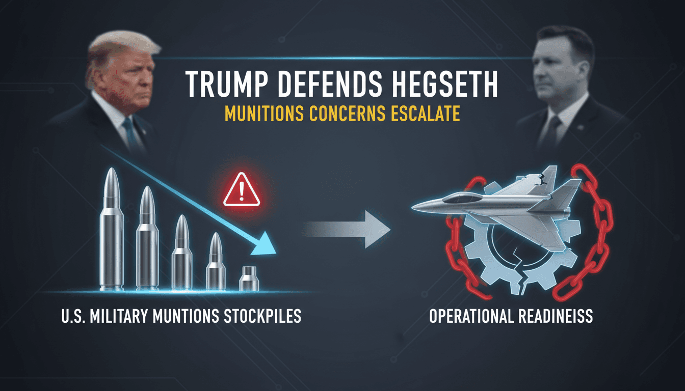 President Trump speaking in support of Pete Hegseth regarding military munitions issues.