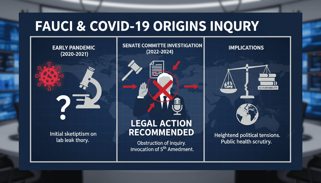 Dr. Anthony Fauci testifying before a Senate committee on COVID-19 origins.