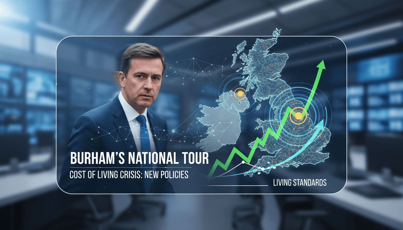 Prime Minister Andy Burnham speaking during his national tour announcement.