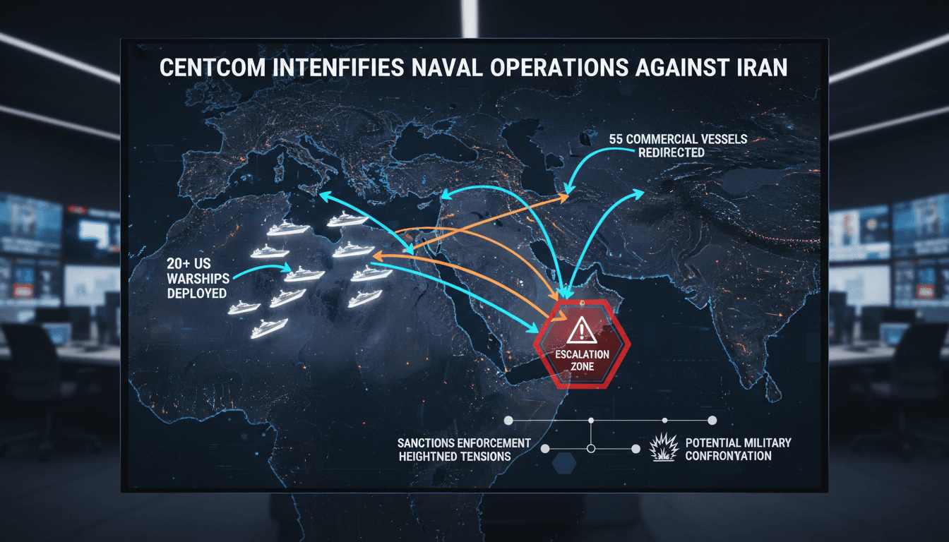 U.S. warships deployed in the Middle East as part of CENTCOM operations against Iran.