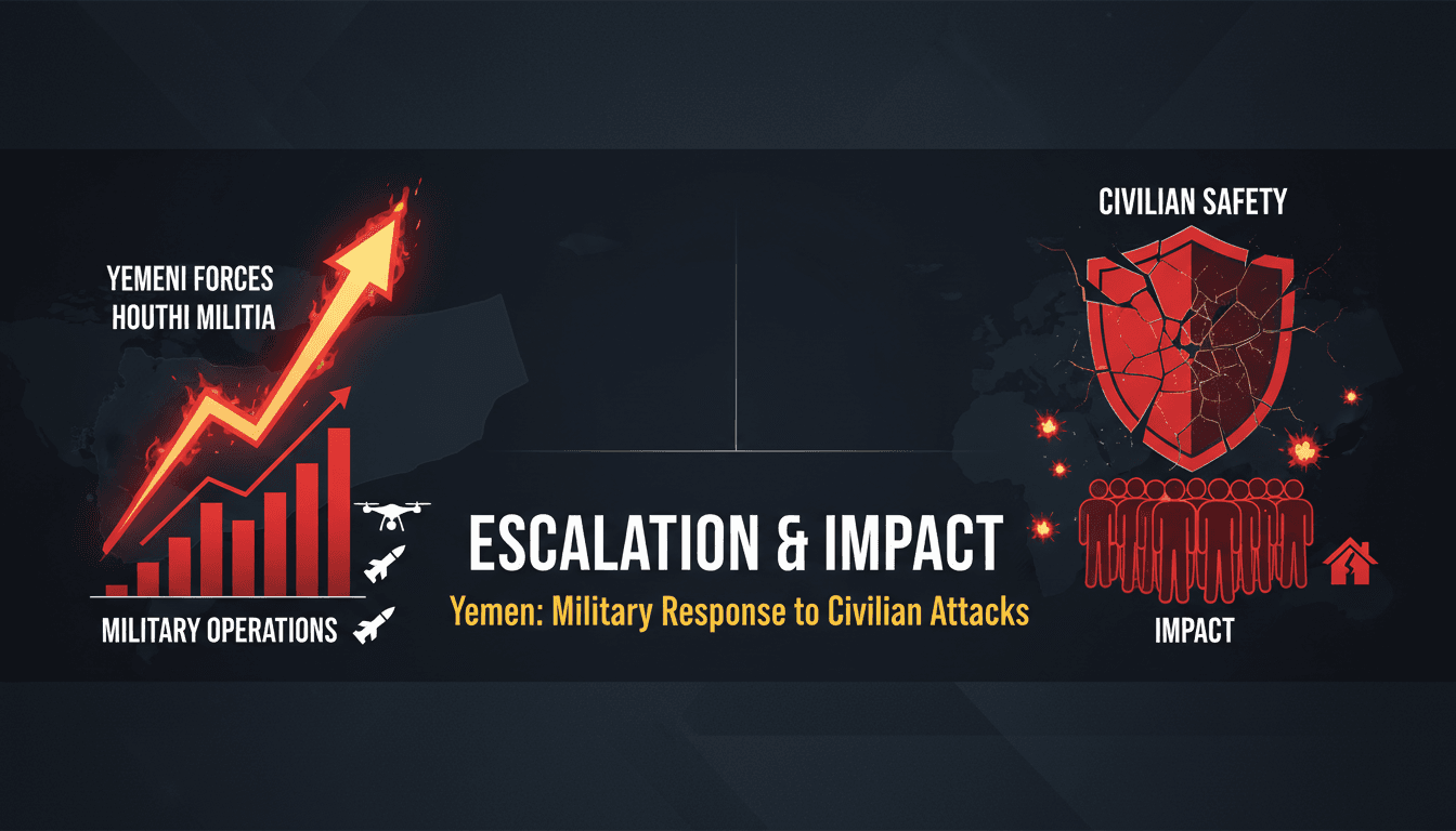 Yemeni military forces conducting operations against Houthi positions.