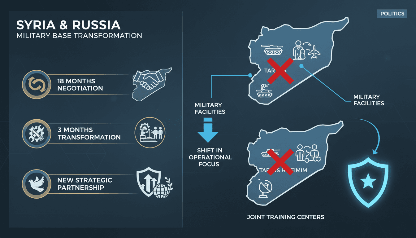 Russian military base in Syria undergoing transformation into a training center.