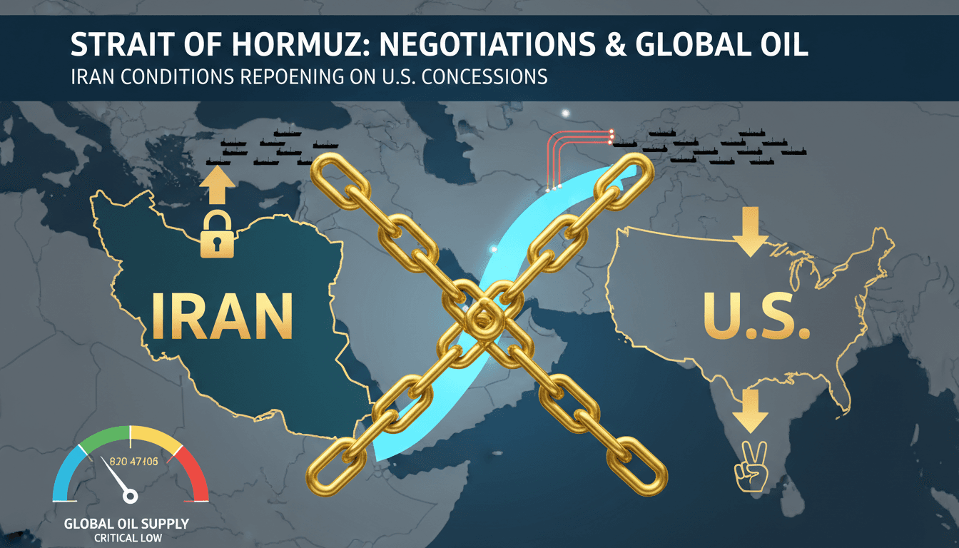 Map highlighting the strategic Strait of Hormuz and its significance in global oil supply.