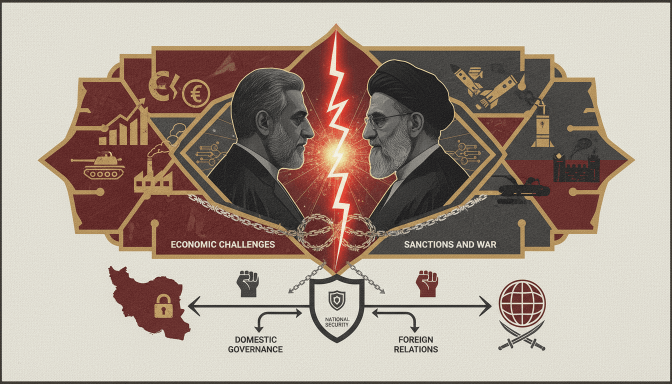 Iranian leadership meeting discussing economic and military challenges