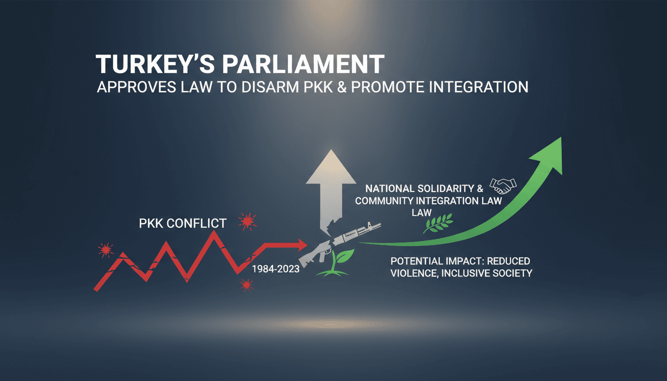 Turkish Parliament building with a focus on legislative action for peace.