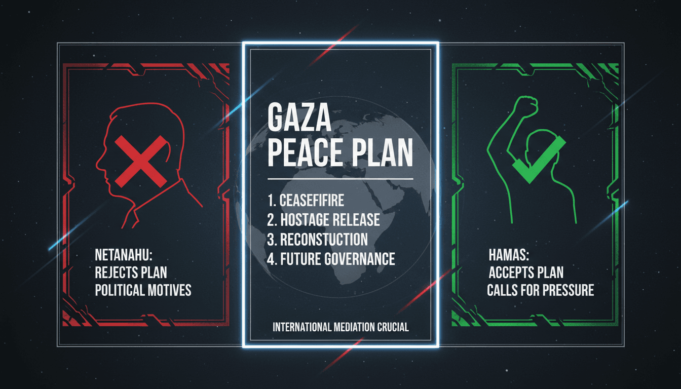 Israeli Prime Minister Netanyahu and Hamas leaders discussing the Gaza peace plan.