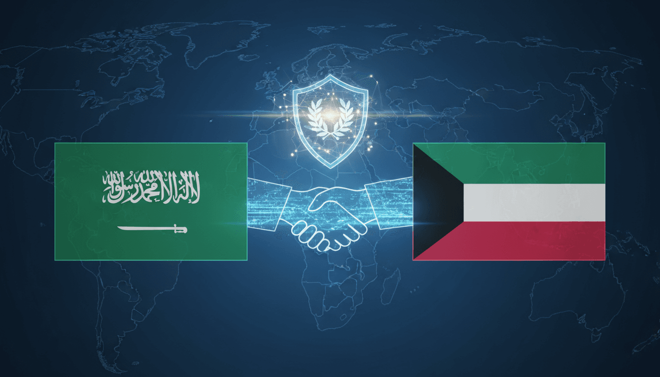 Saudi and Kuwaiti foreign ministers discussing regional security over a phone call.