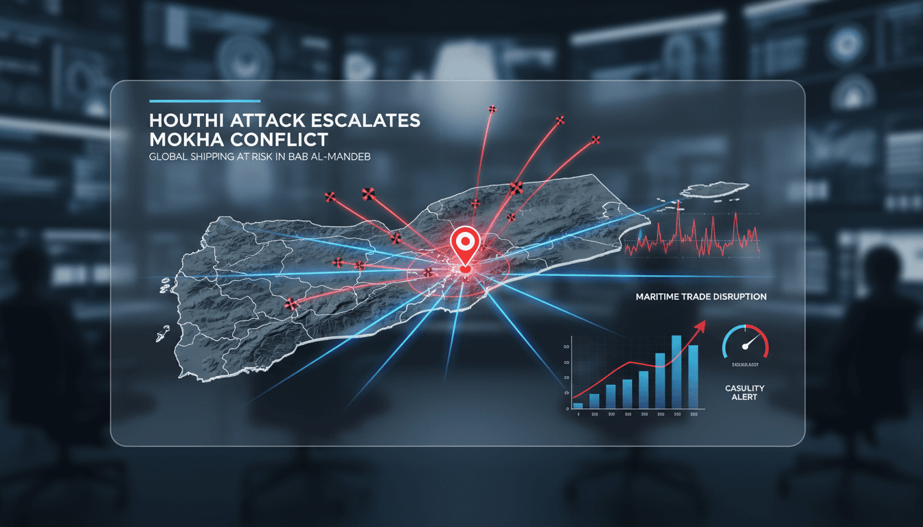 Houthi missile and drone attack on Port of Mokha in Yemen