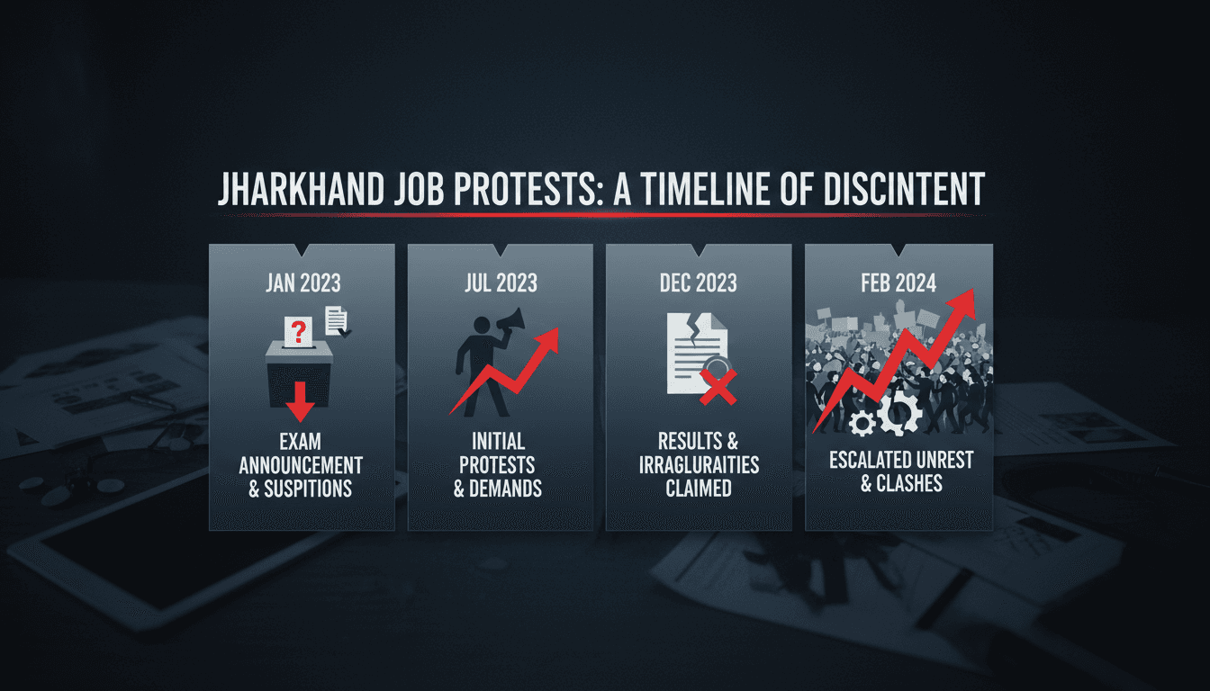 Protesters in Jharkhand demanding reforms in job recruitment exams.
