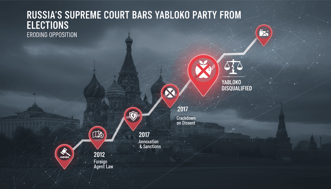 Protesters gather outside the courthouse in Russia following the disqualification of Yabloko party.