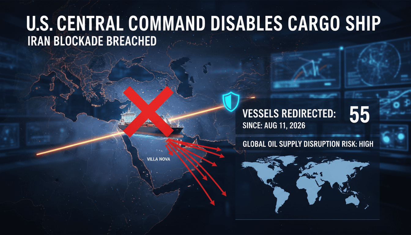 U.S. military vessel in the Strait of Hormuz enforcing maritime blockade
