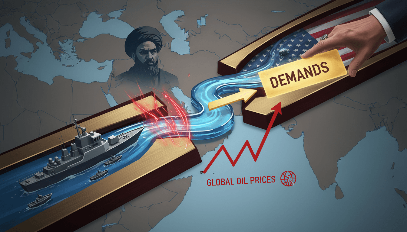 Map highlighting the Strait of Hormuz and its significance in global oil supply.