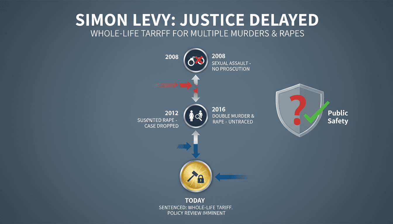 Simon Levy sentenced for multiple murders and rapes, highlighting justice system failures.