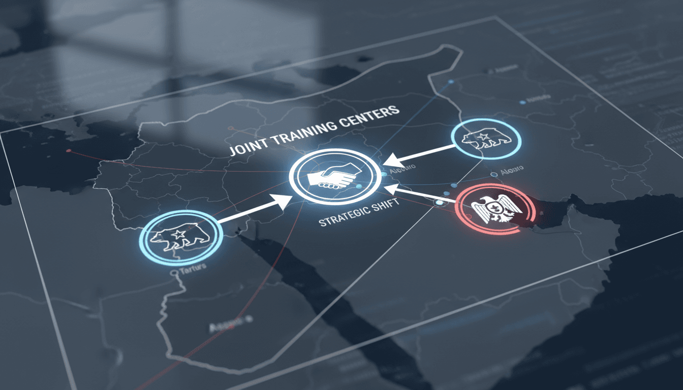 Map showing the locations of the military bases in Syria transitioning to joint training centers.