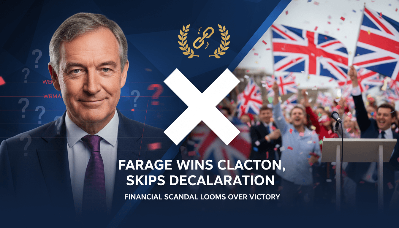 Nigel Farage celebrating his by-election victory with supporters.