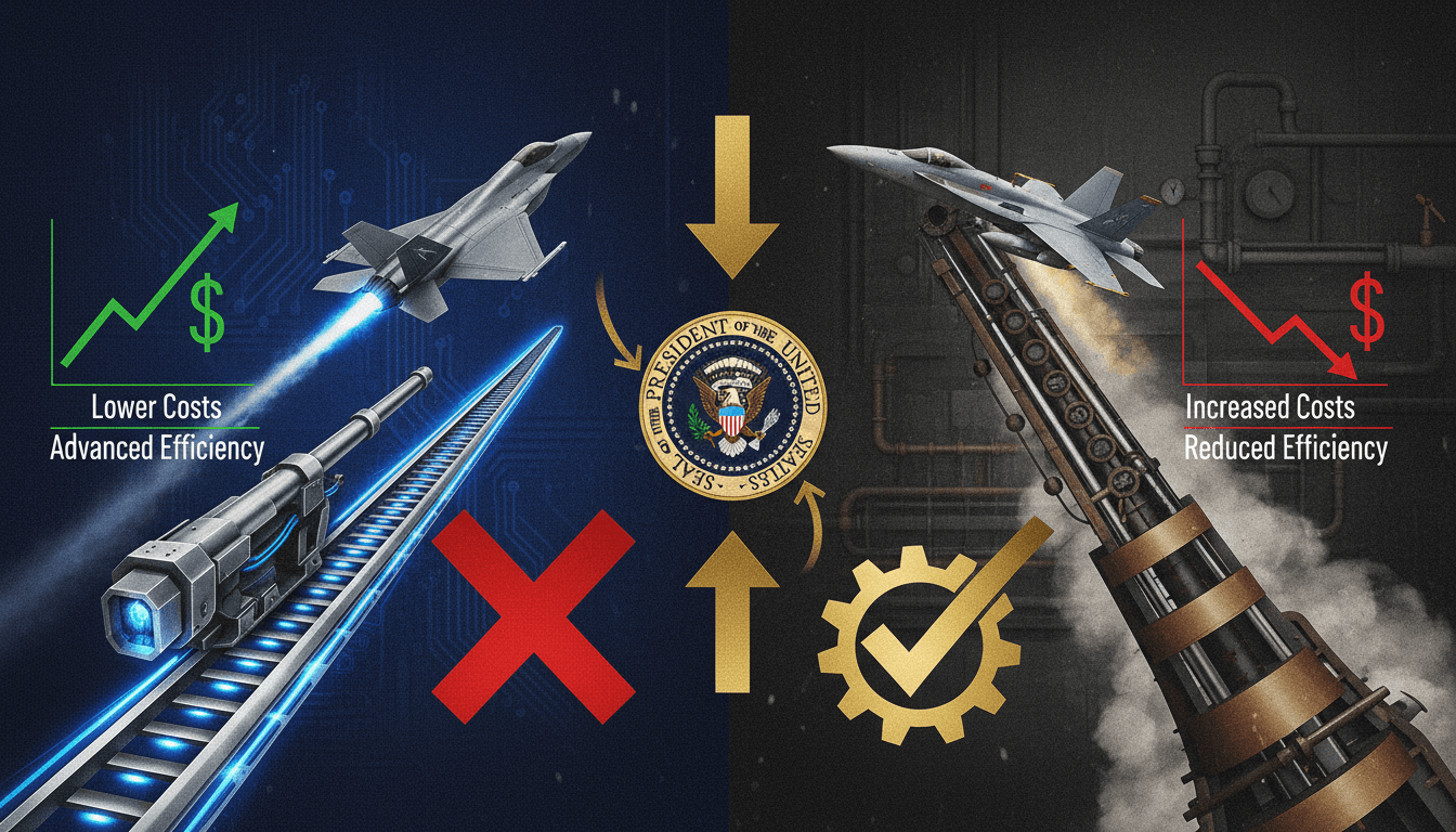 President Trump announcing the Navy's shift back to steam catapults.