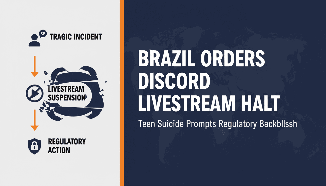 A graphic depicting the suspension of Discord's livestreaming feature in Brazil.