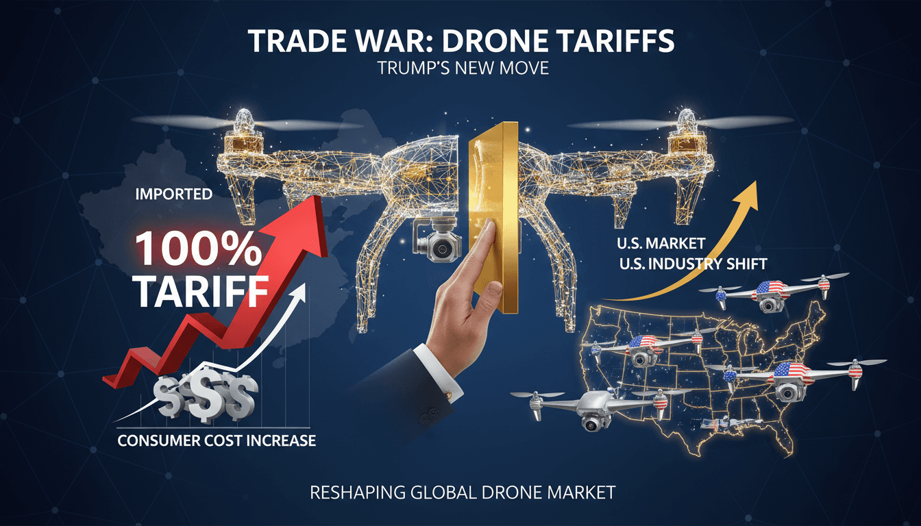 President Trump signing a tariff order on imported drones.