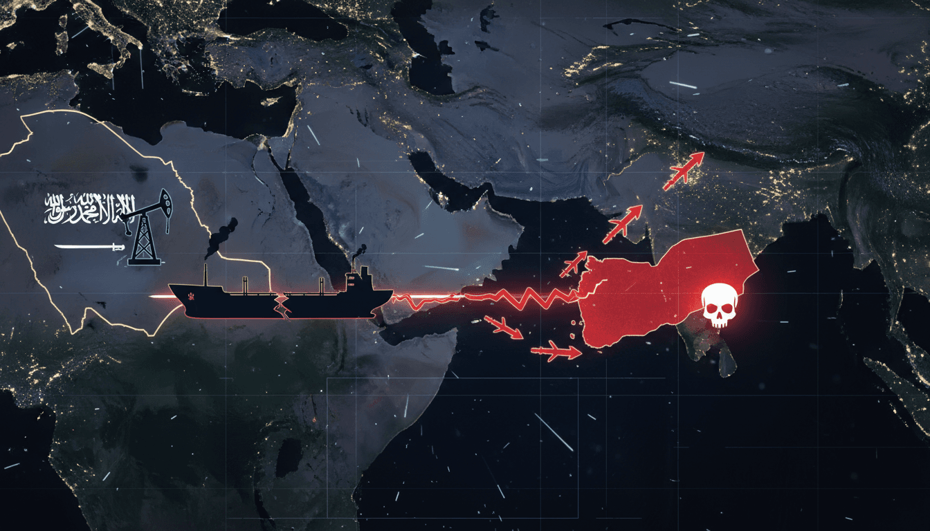 Map highlighting the Red Sea and key shipping routes affected by Houthi attacks.