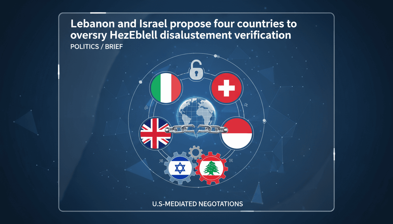 Map highlighting the proposed countries for Hezbollah disarmament verification.