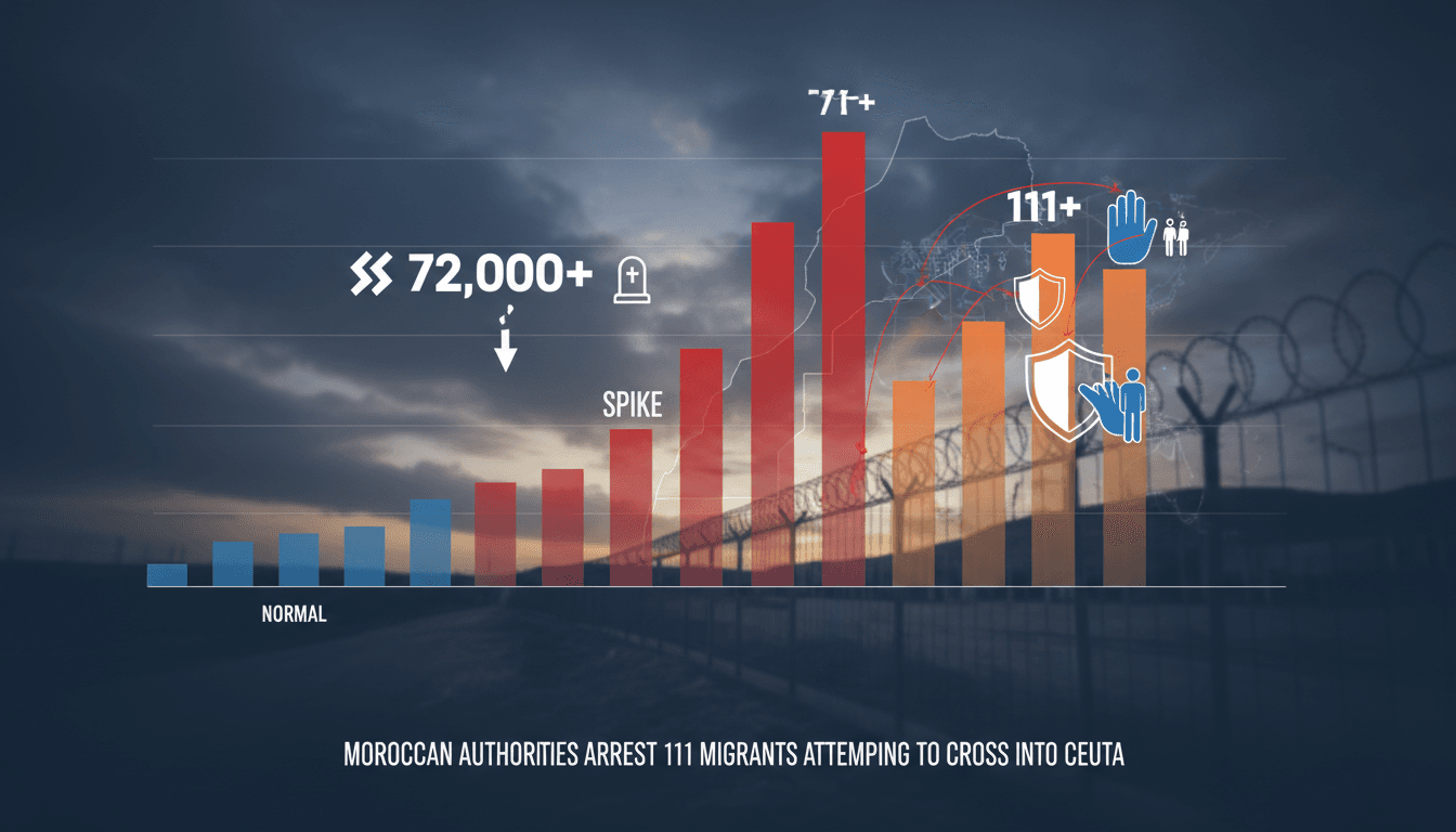 Moroccan police detain migrants attempting to cross into Ceuta.
