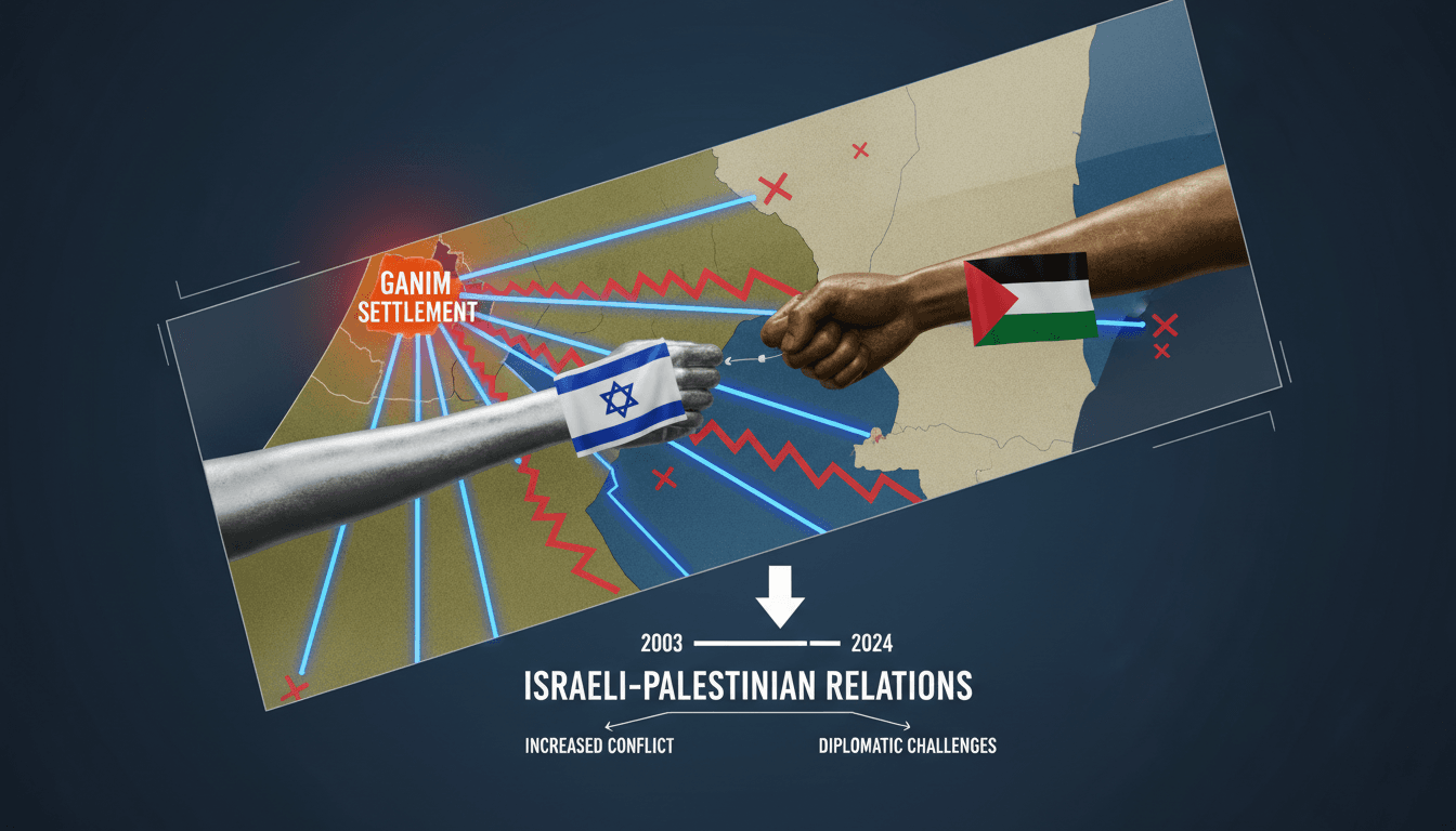 Map showing the location of Ganim settlement in the West Bank.
