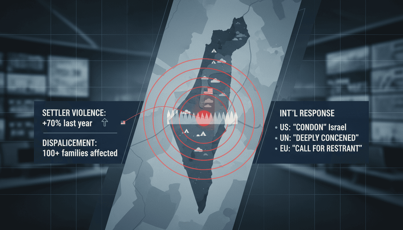Israeli settlers besiege a Palestinian village in the West Bank.