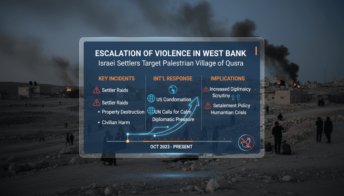 Israeli settlers targeting Palestinian village of Qusra in the West Bank.