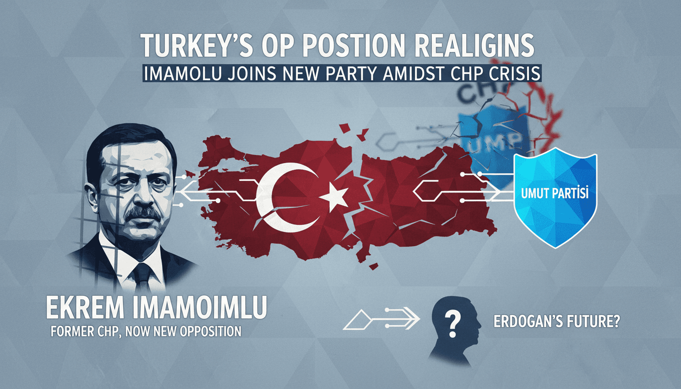 Ekrem Imamoglu announcing his membership in a new opposition party.