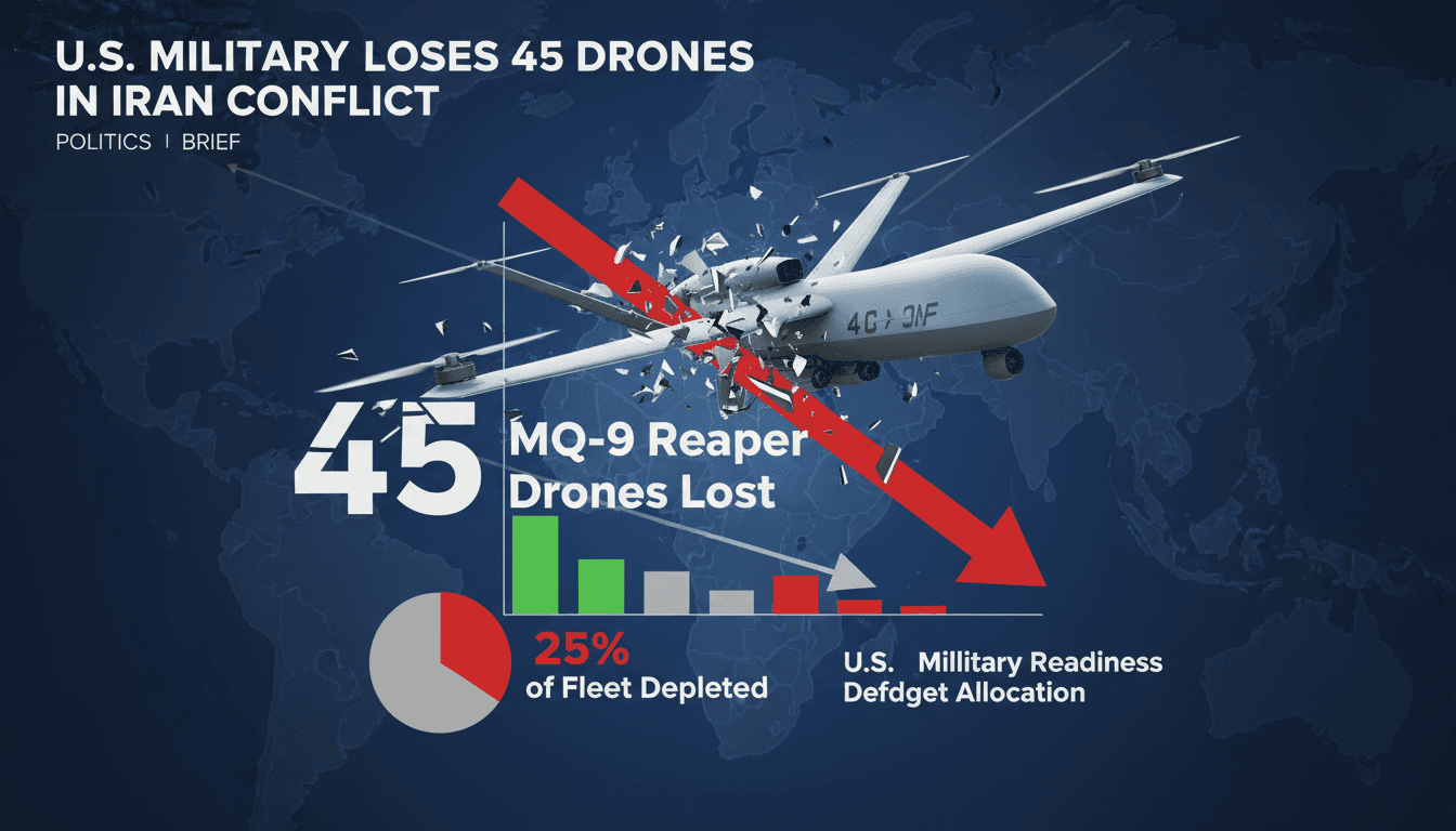 U.S. military loses 45 MQ-9 Reaper drones amid ongoing conflict with Iran