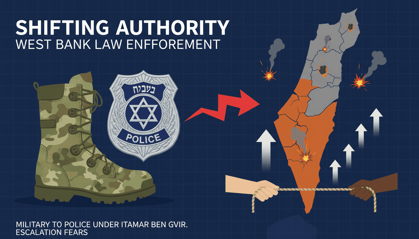 Israeli police patrol in the West Bank following law enforcement transfer