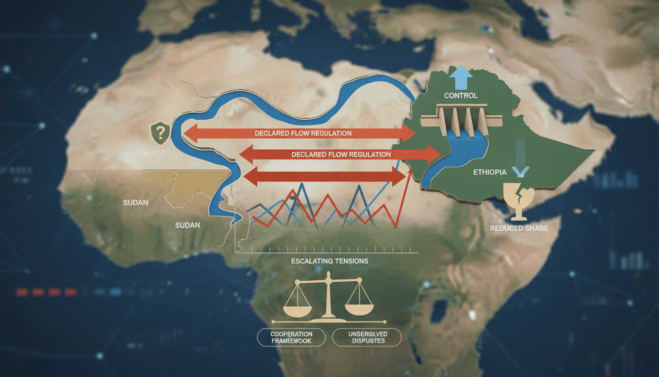 Map illustrating the Nile River and the countries involved in the water dispute.