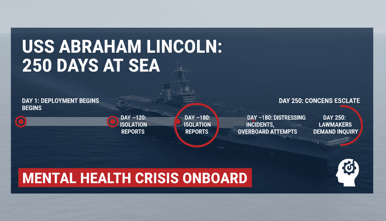 USS Abraham Lincoln at sea with crew members onboard