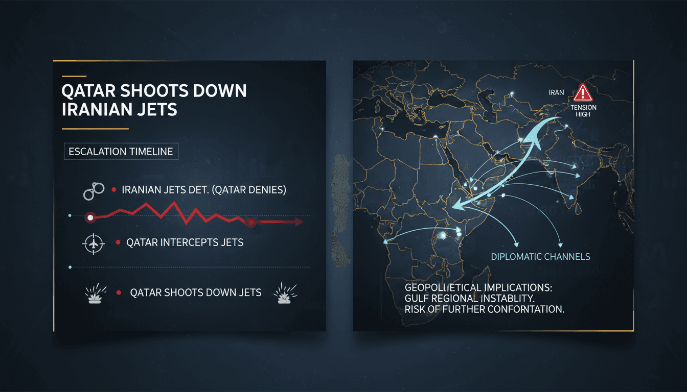 Map highlighting Qatar and Iran with military engagement details