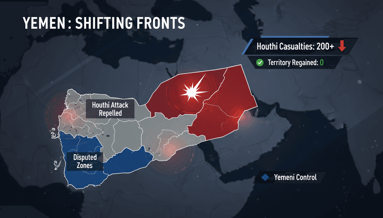 Yemeni soldiers engaged in combat during the recent Houthi offensive in Taiz province.
