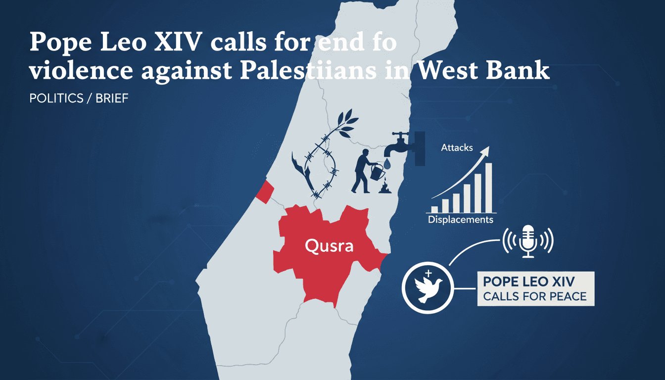 Pope Leo XIV addressing the public on peace in the West Bank.