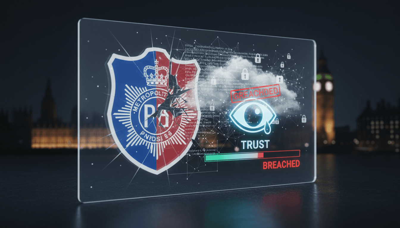Metropolitan Police headquarters with a focus on data privacy concerns.