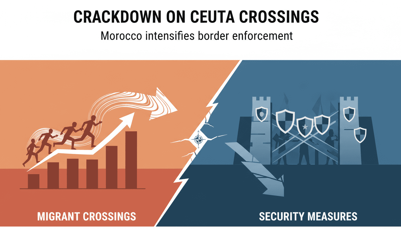 Moroccan security forces intercept migrants attempting to cross into Ceuta.