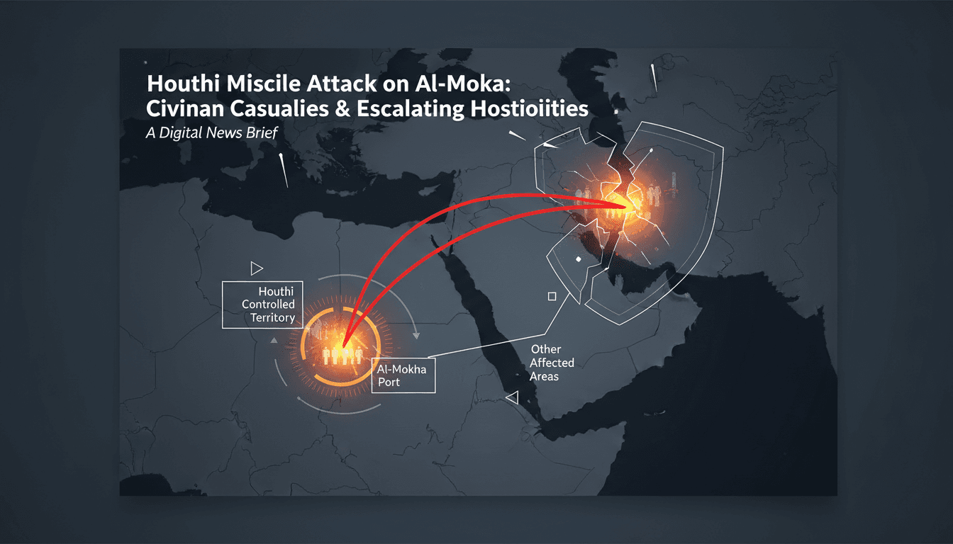 Houthi missile attack on Al-Mokha port in Yemen