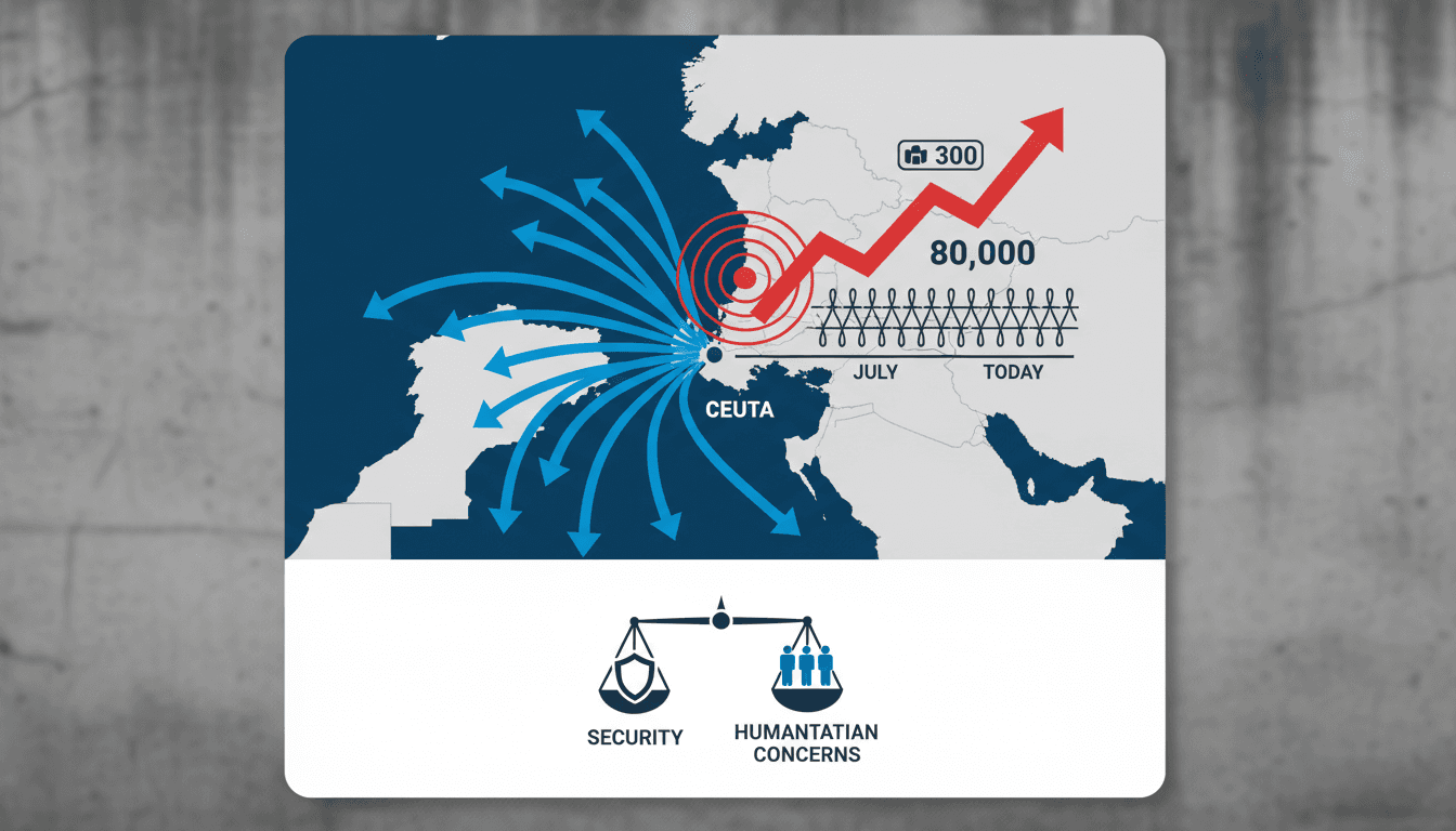 Moroccan police intercepting migrants at the Ceuta border