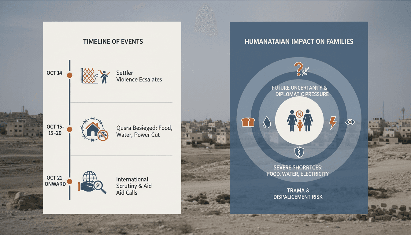 Palestinian families in Qusra facing a humanitarian crisis due to settler violence.